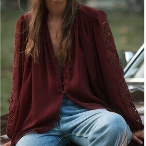 The Estela Sheer Embroidered Blouse NWT